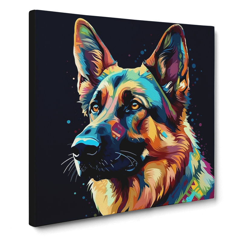 German Shepherd Graphic - Wrapped Canvas, 50cm H x 50cm W x 3cm D