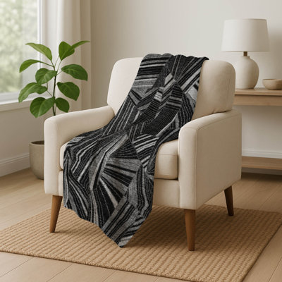 Addison Machine Washable Sherpa ASB915 Geometric Throw Blanket