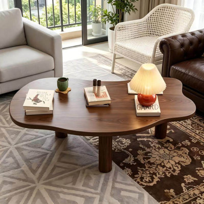 Nordic-style wood coffee table.