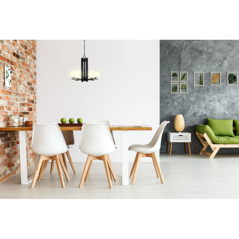 Lustre classique à 5 lumières avec abat-jour, Noir