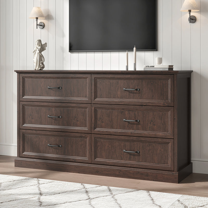 55'' W 6 - Drawer Dresser For Bedroom, Brown