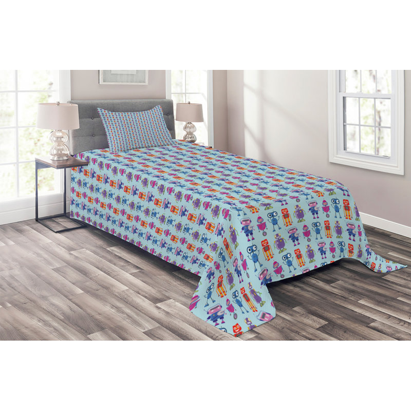 Polyester Coverlet, Twin Bedspread + 1 Sham