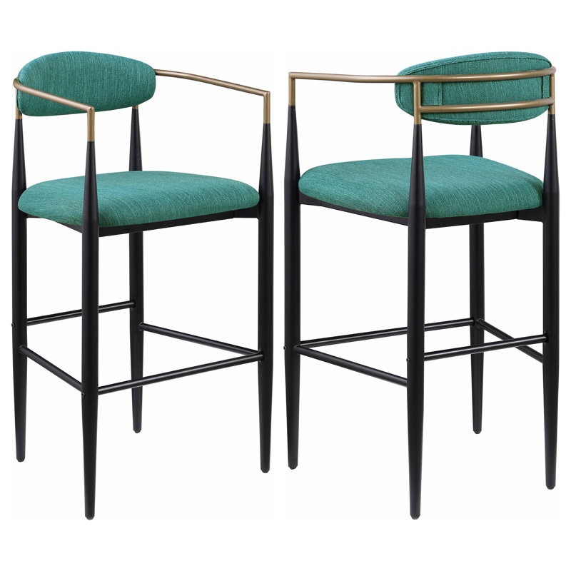 Ensemble de 2 chaises de bar en tissu vert Renfroe, Gris