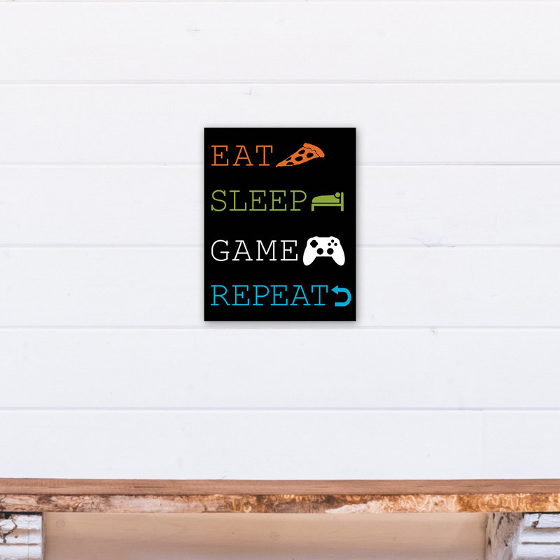 « manger sleep game », reproduction d’art sur toile Benton, H 14 po x l 11 po x P 1,25 po