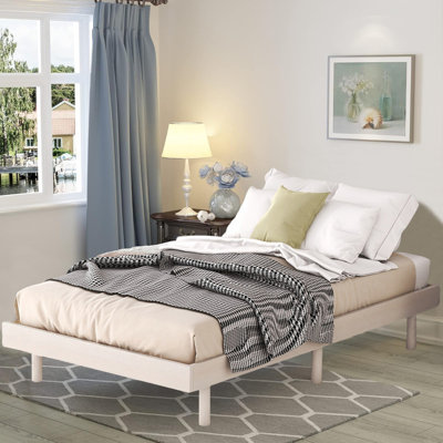 Wooden floating platform bed frame