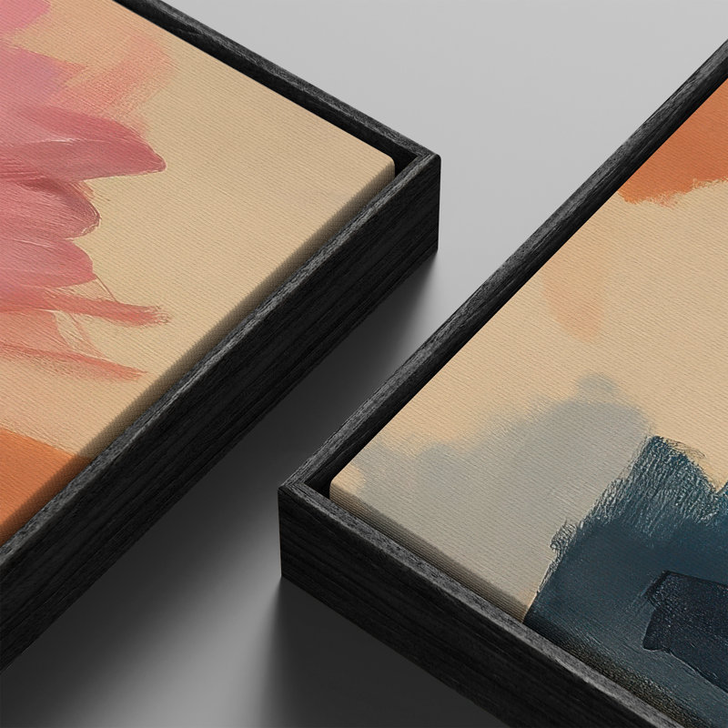 Abstrait coloré pour chambre à coucher - ensemble de 2 reproductions d'art encadrées sur toile 60 po x 30 po x 2 pièces, Noir