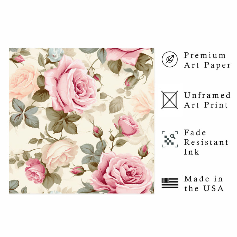 «Floral Rose Flowers VI», reproduction d'art non encadrée, H 12 po x l 12 po