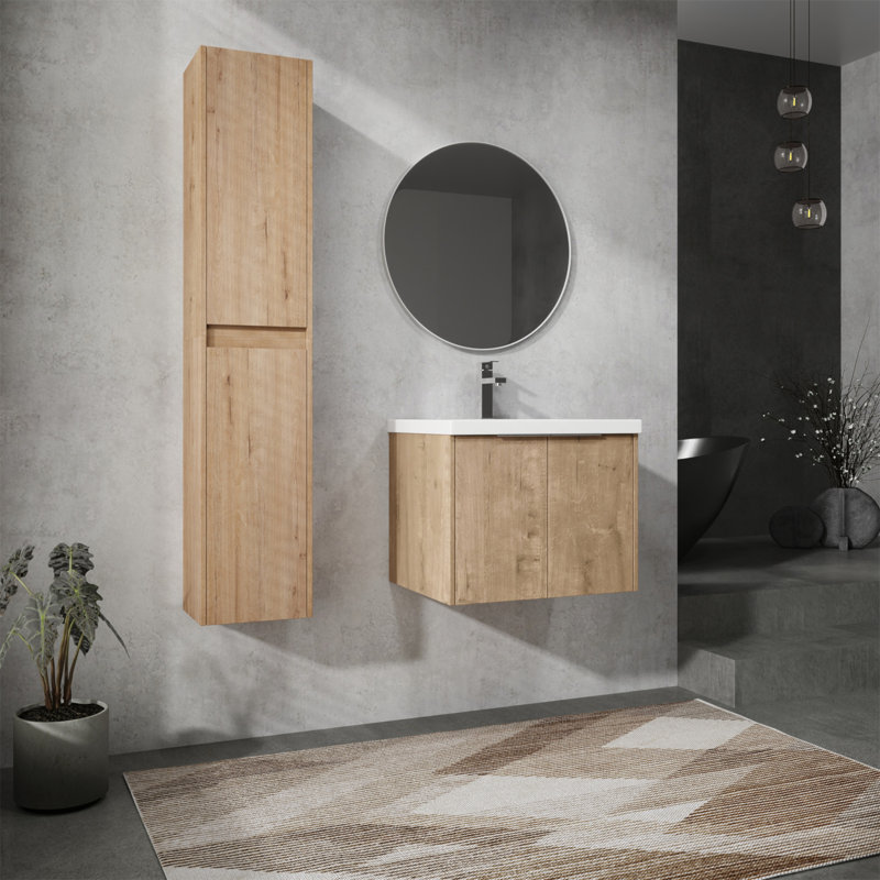 Meuble-lavabo mural sophistiqué avec rangement spacieux et design moderne