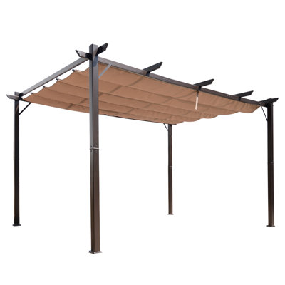 Outsunny Pergola with Retractable Shade Canopy, Aluminum