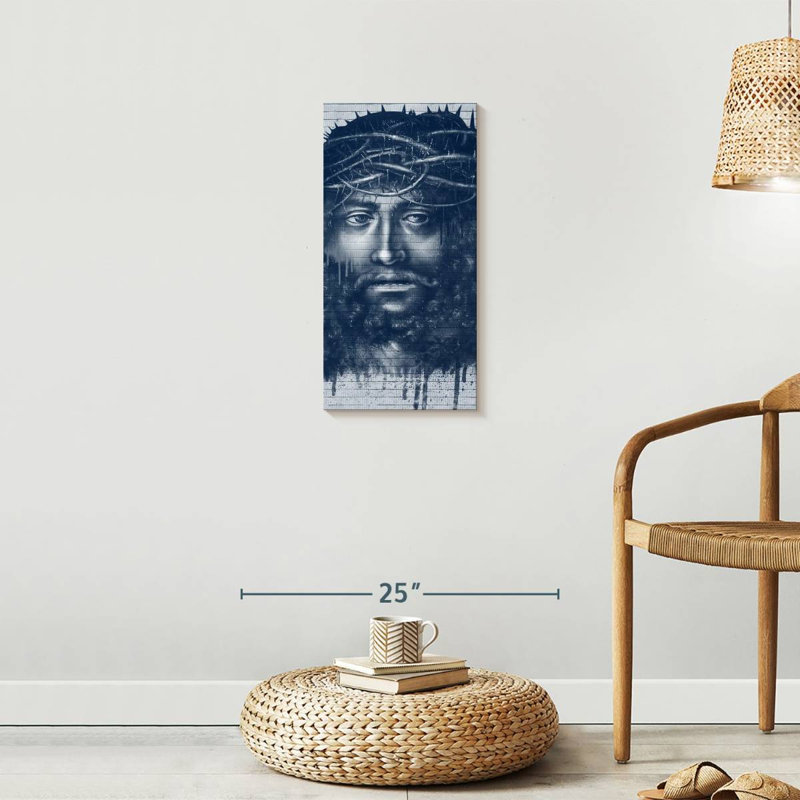 Portrait de Jésus-Christ sur toile, H 24 po x l 12 po x P 1,25 po