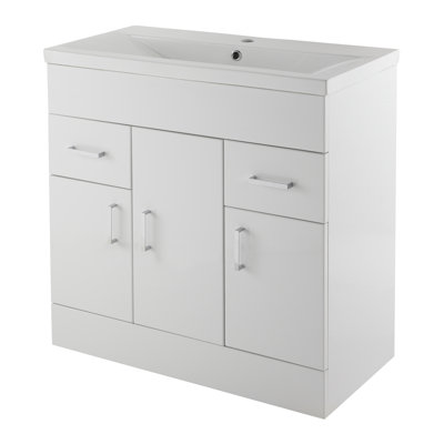 Freestanding Single Vanity with Integrated Basin