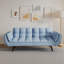 57 po. Canapé bleu 57 po. Doux deux accoudoirs. Coussin décoratif.