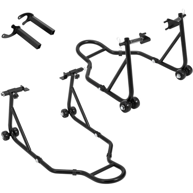 Capacité de support de 850 lb, support de levage combiné avant et arrière, support universel pour cric de roue compatible avec la plupart des marques populaires, noir