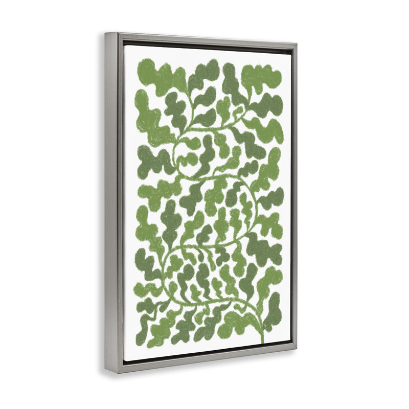 Toile flottante encadrée noire à motif de vignes complexes par Martina Pavlova, Cadre flottant gris lustré, H 31 po x l 21 po