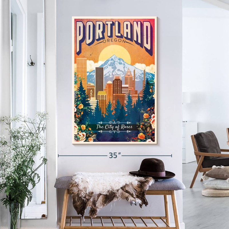 Portland Roses City sur impression sur toile, H 39 po x l 26 po x P 1,25 po