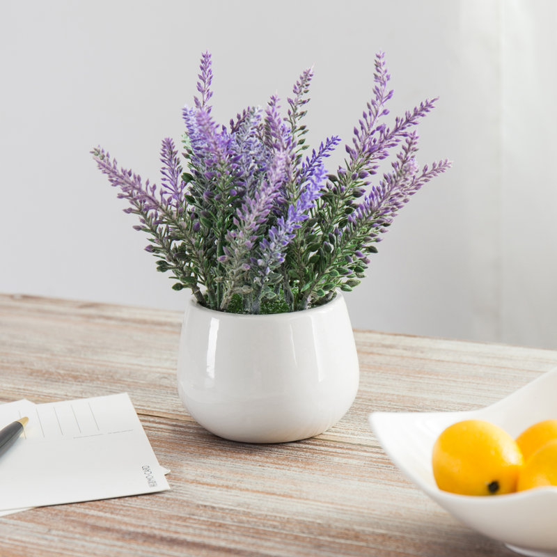 17.8cm Faux Flowering Plant in Ceramic Pot