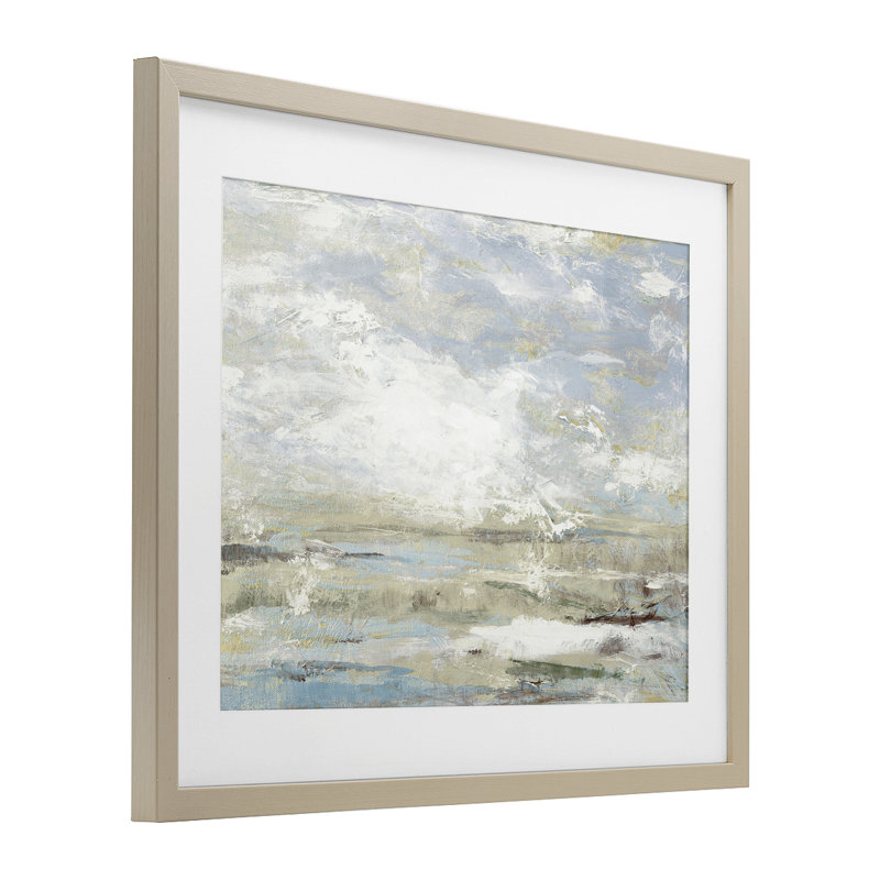 «Morning Mood Impression», reproduction sous verre encadrée, design par Lanie Loreth, Cadre de récolte en pin