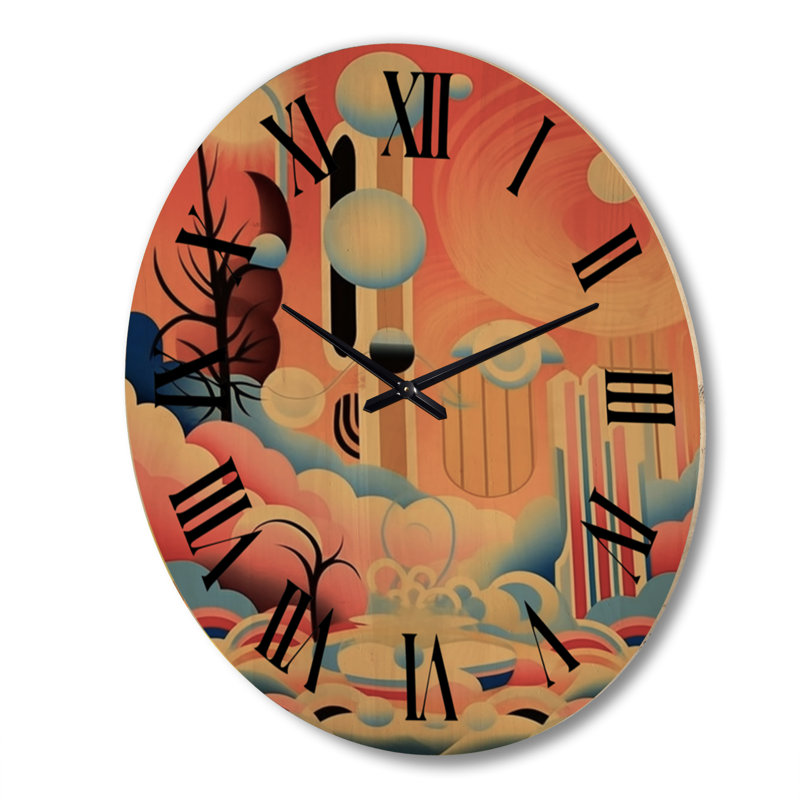 Horloge murale surdimensionnée en bois Dreamcity, Très grand
