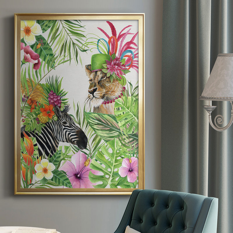 Jungle Royale II, reproduction encadrée de qualité supérieure - prête à être accrochée, H 42,5 po x l 30,5 po x P 1 po