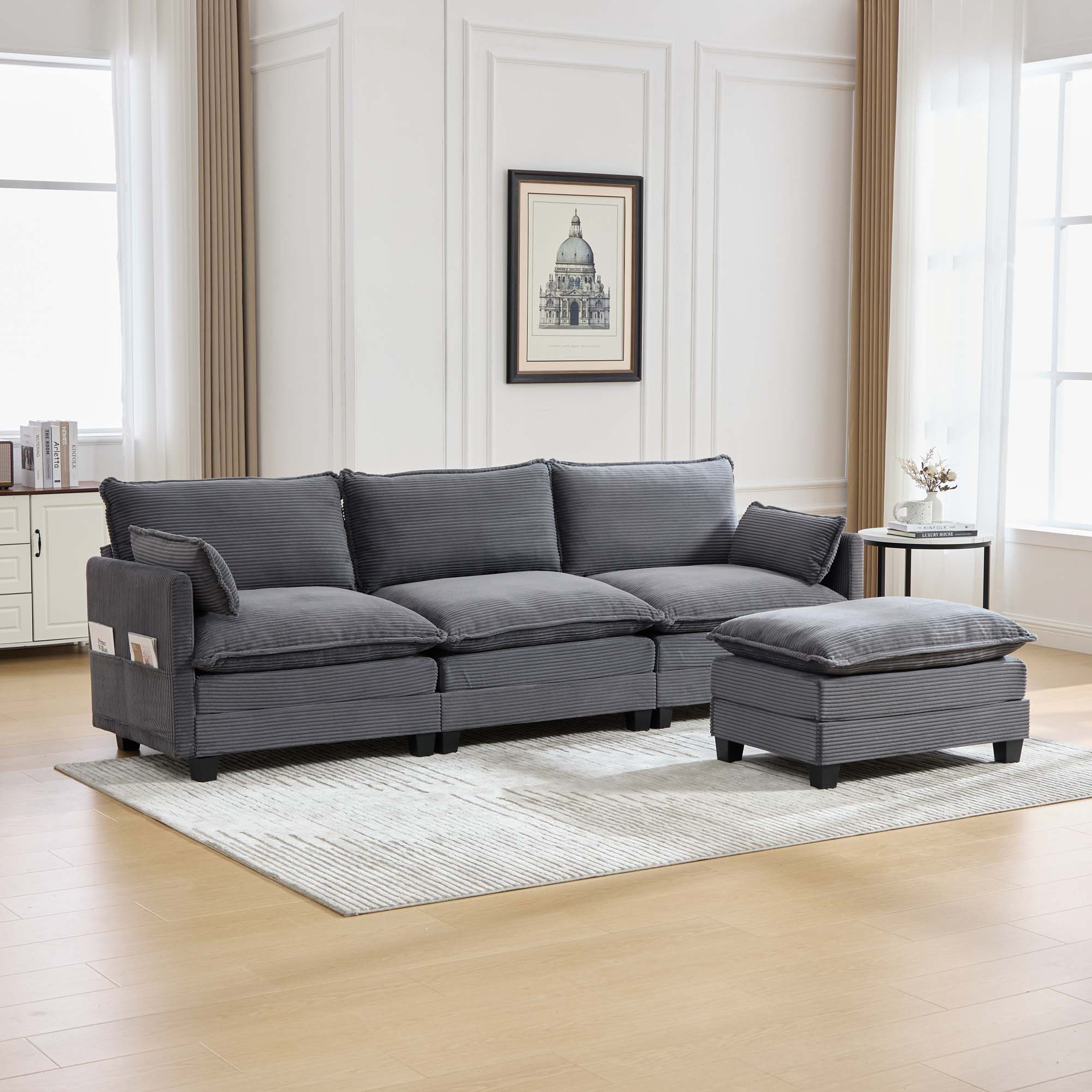 Latitude Run® Cloud Comfort Modular Corduroy Sectional Sofa with ...