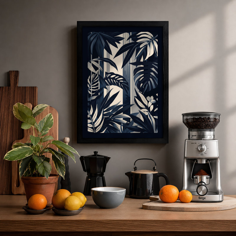 Jungle Shadows Tropical - Framed Print, A2 - 59.4 x 42.0 cm, Black