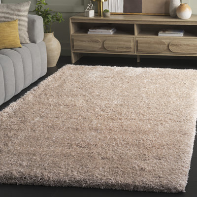 Gilcrease Shag Hand-Tufted Beige Area Rug