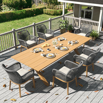 Ensemble de salle à manger d'extérieur 11 pièces avec table de salle à manger rectangulaire et 10 chaises