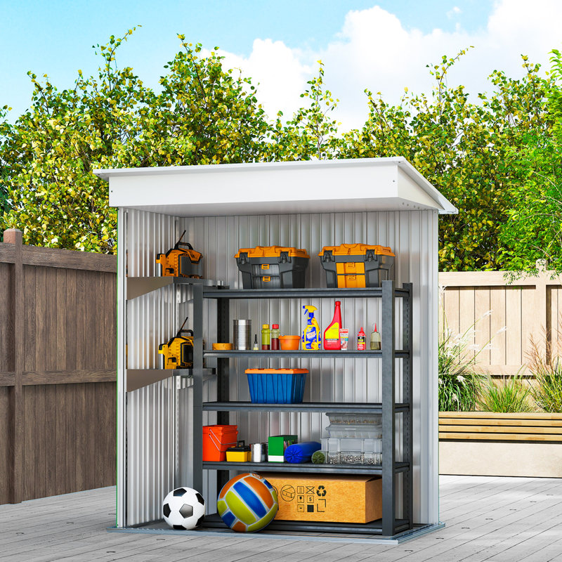 Ammaley 5x3ft Metal Garden Shed Lockable Green without Foundation Kit