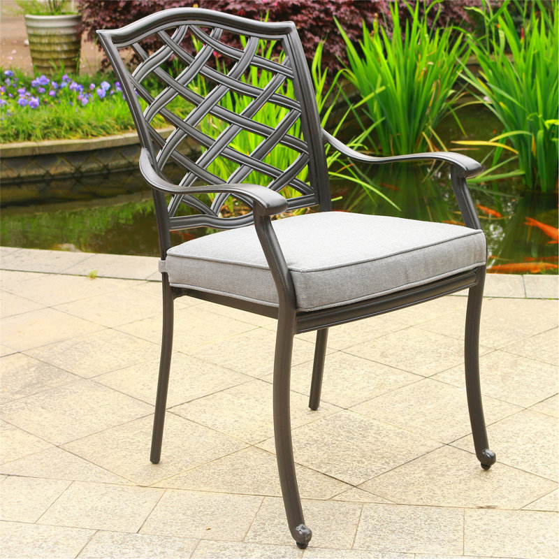 Chaise de patio d'extérieur en aluminium avec coussin, ensemble de 2
