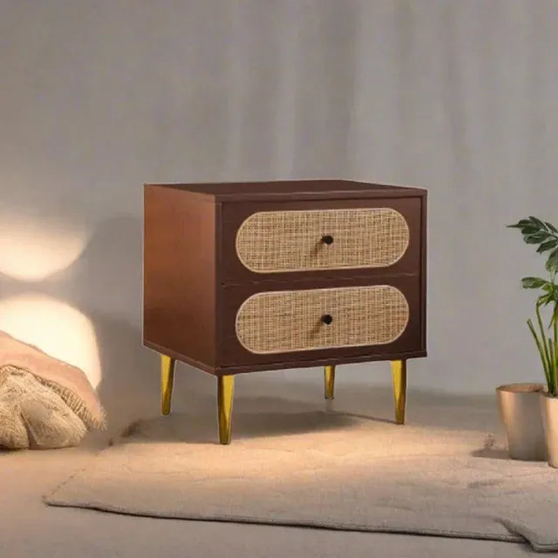 50cm W Solid Wood Bedside Table, Walnut