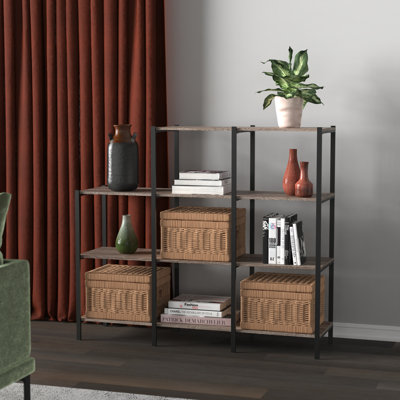45.67'' W Steel Frame Step Bookcase