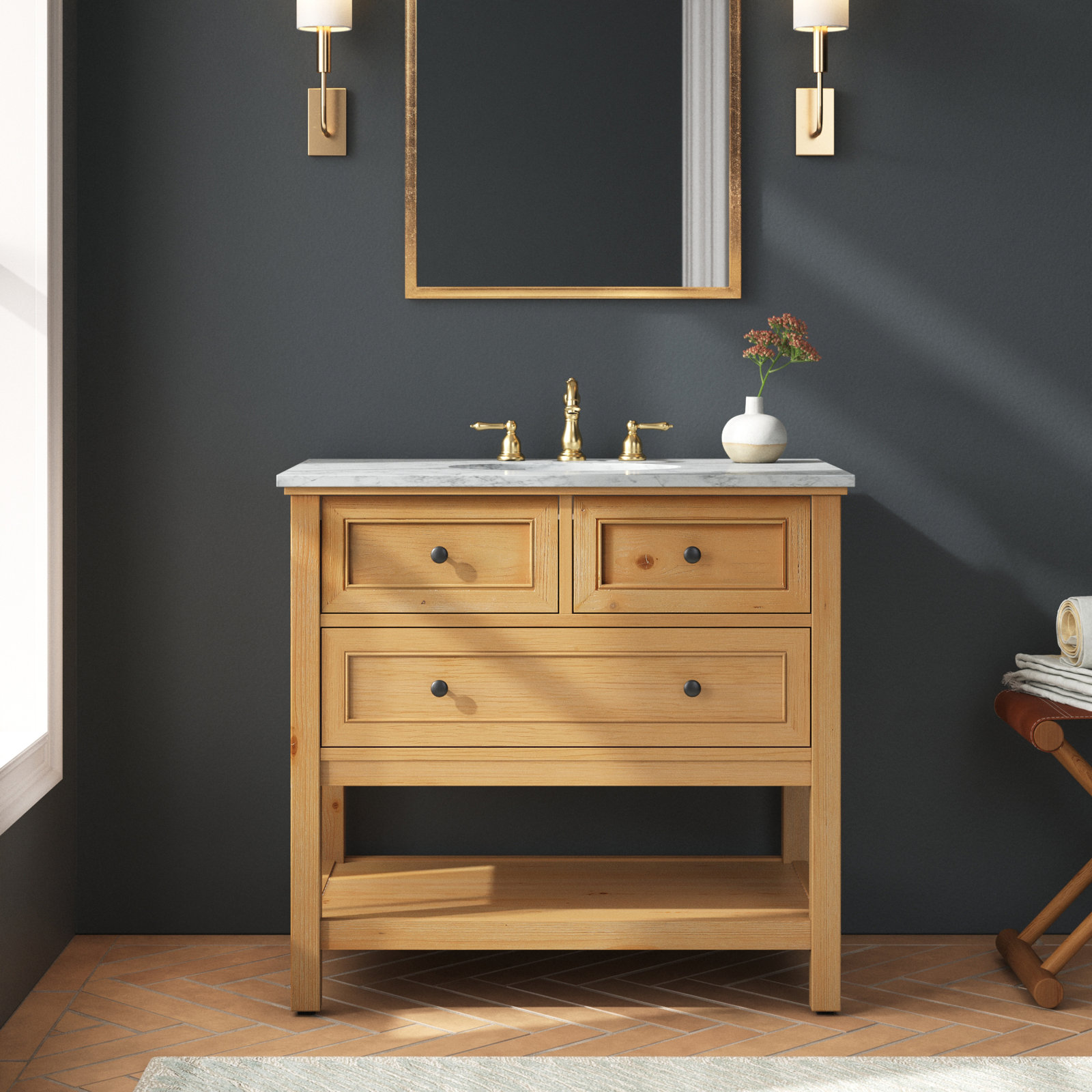 Bonsai 36" Single Bathroom Vanity, Natural