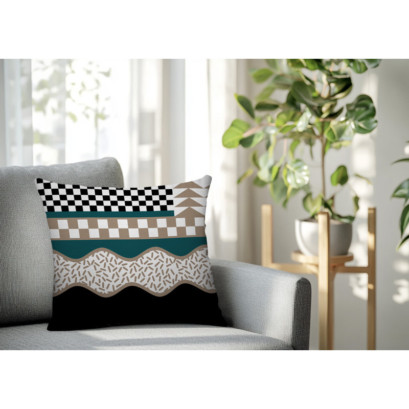 Coussin carré intérieur / extérieur Trix Abstract, Carré 20 po, Émeraude