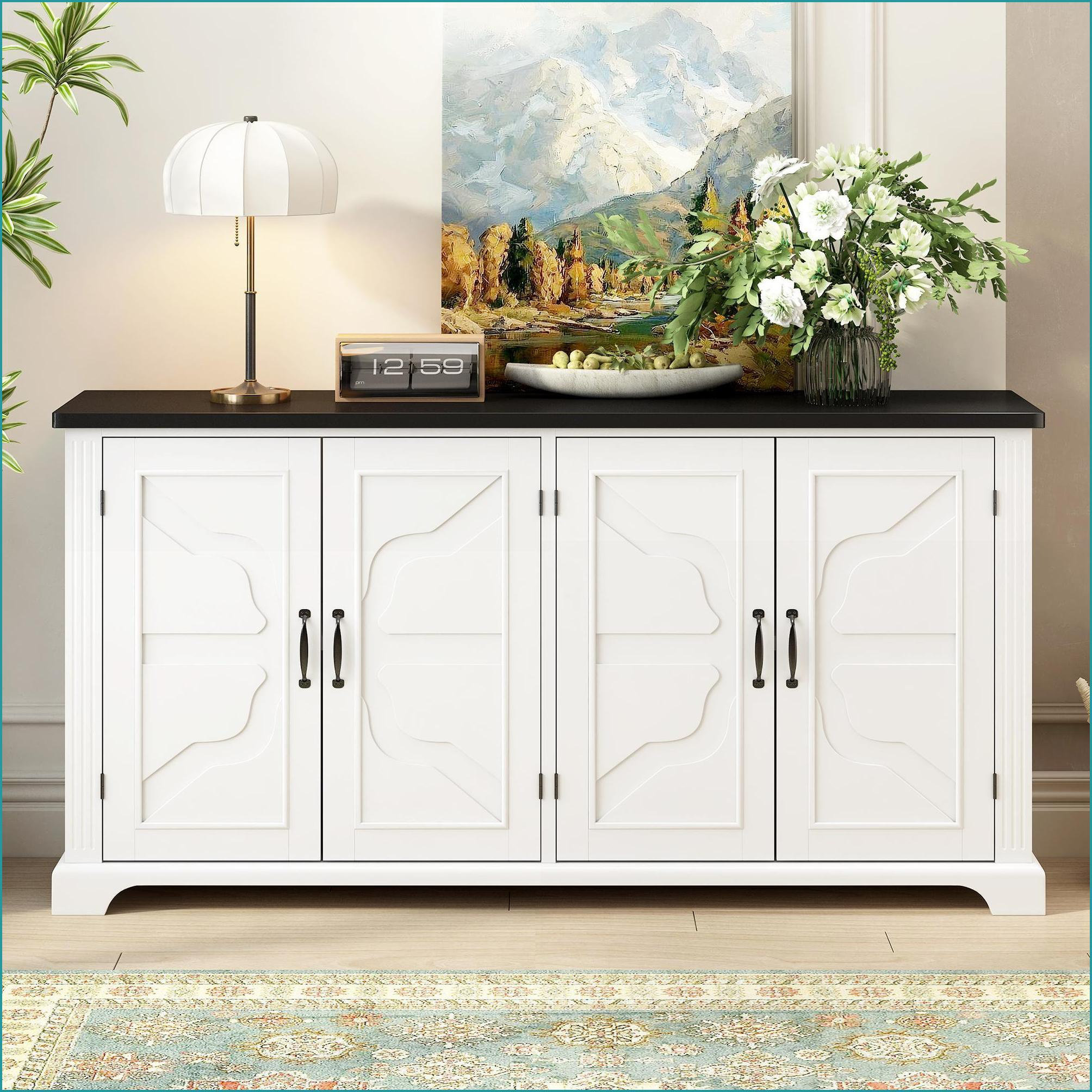 Ebern Designs Sideboards with Storage, American Country Pine Wood + MDF ...