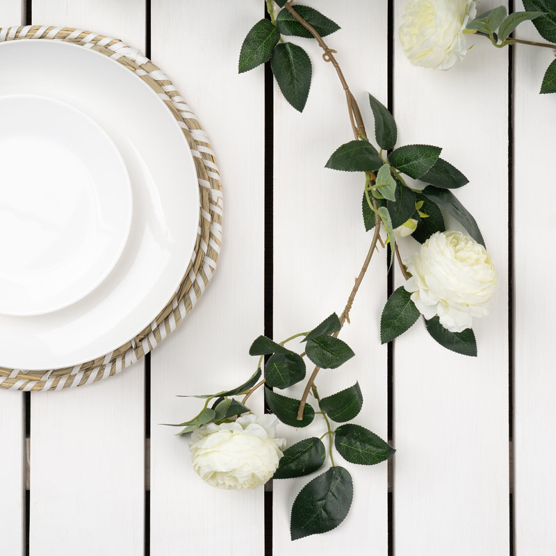 180cm Faux Camellia Rose Garland Off White