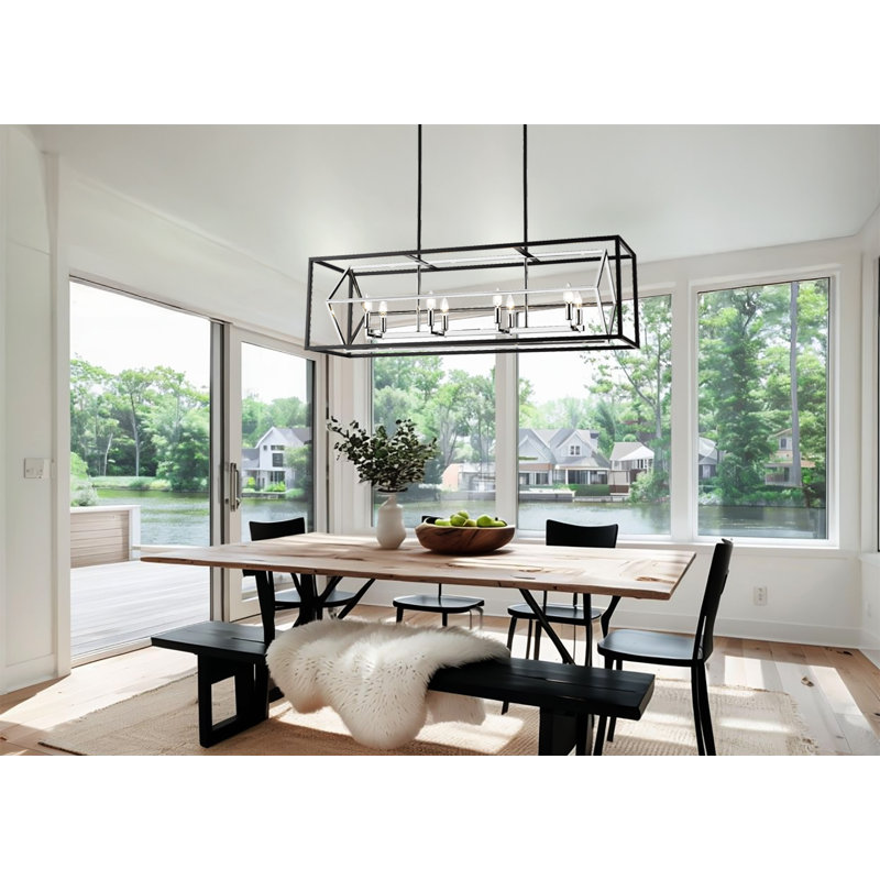 Lustre carré / rectangulaire à 8 lumières pour îlot de cuisine Muftah