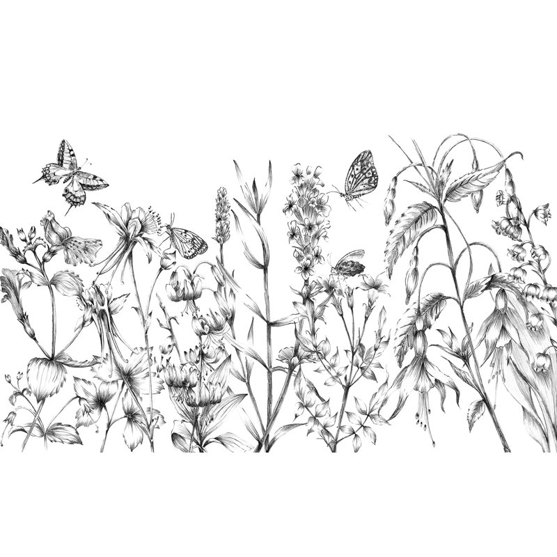 Panneau mural 8 panneaux L 8,2 pi x l 157,6 po Alexcya Butterfly Field