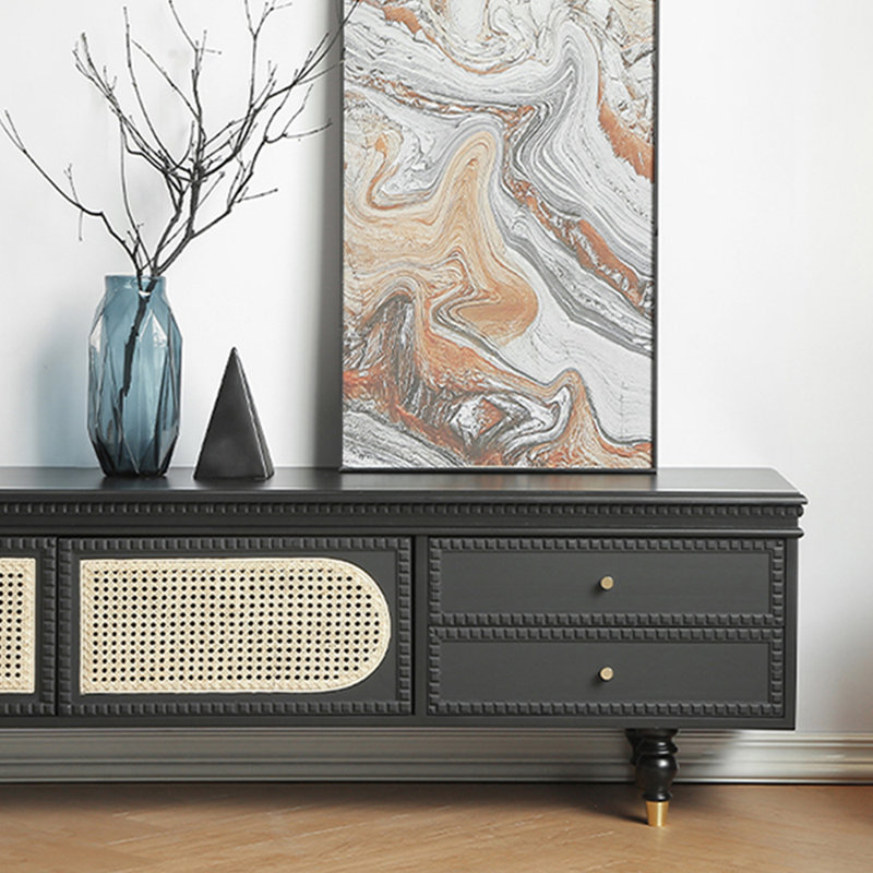 Meuble télé de luxe noir clair, 70.87"