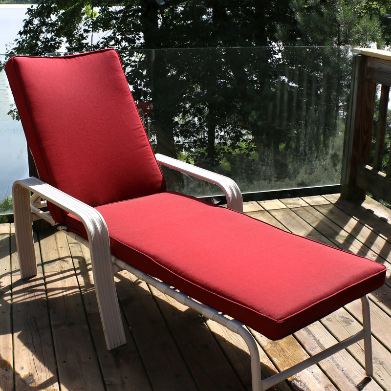 21" x 72" Seat Cushion for Outdoor Chaise Lounge Chair, Red
