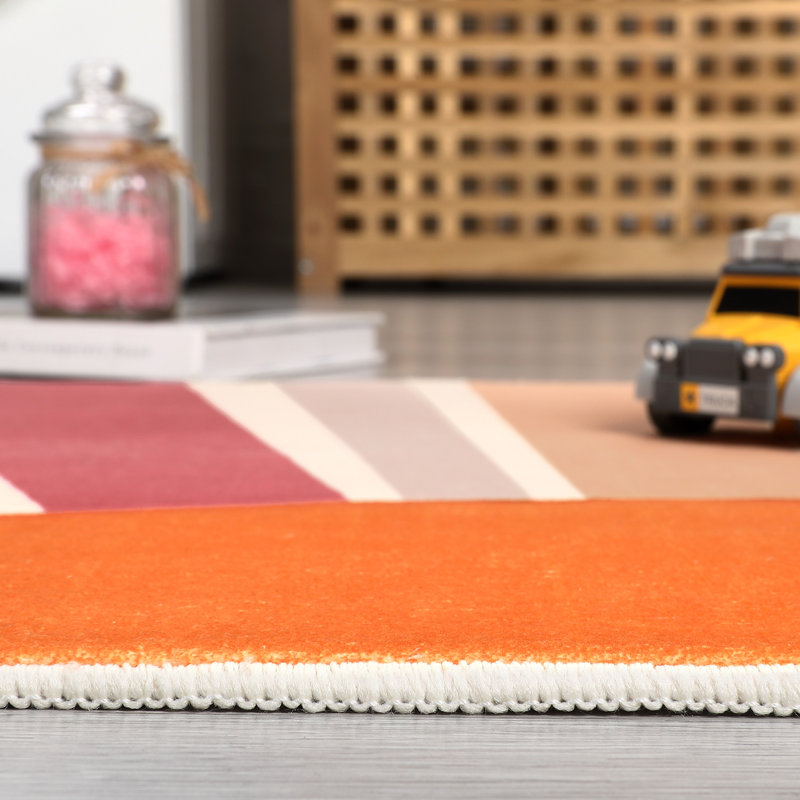 Mignon tapis lavable à la machine Sunburst, Rond 3 pi