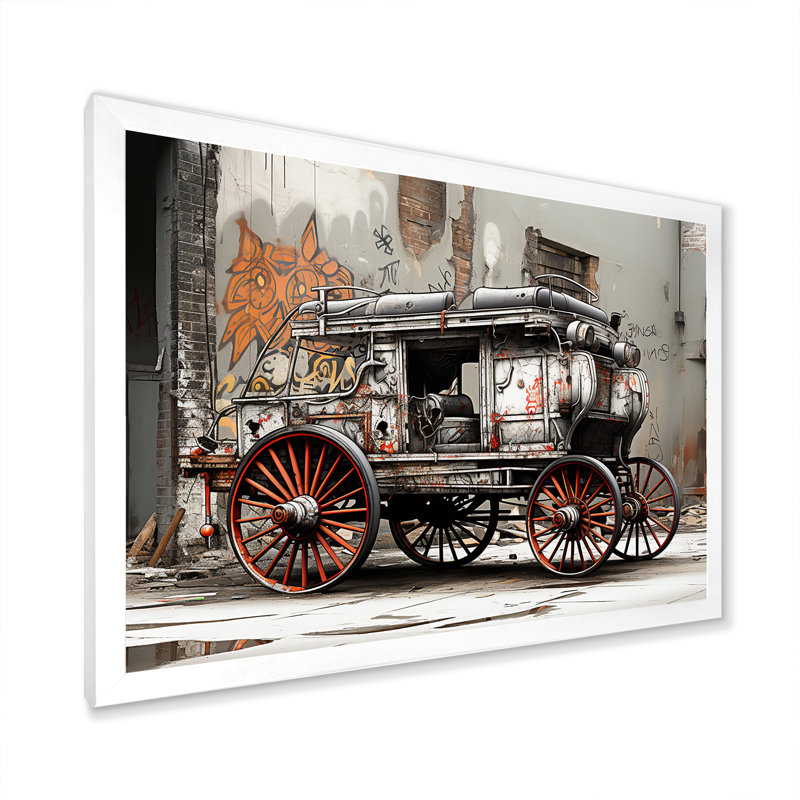 Chariot de transport rétro Street Art, Cadre photo blanc, H 16 po x l 32 po x P 1 po