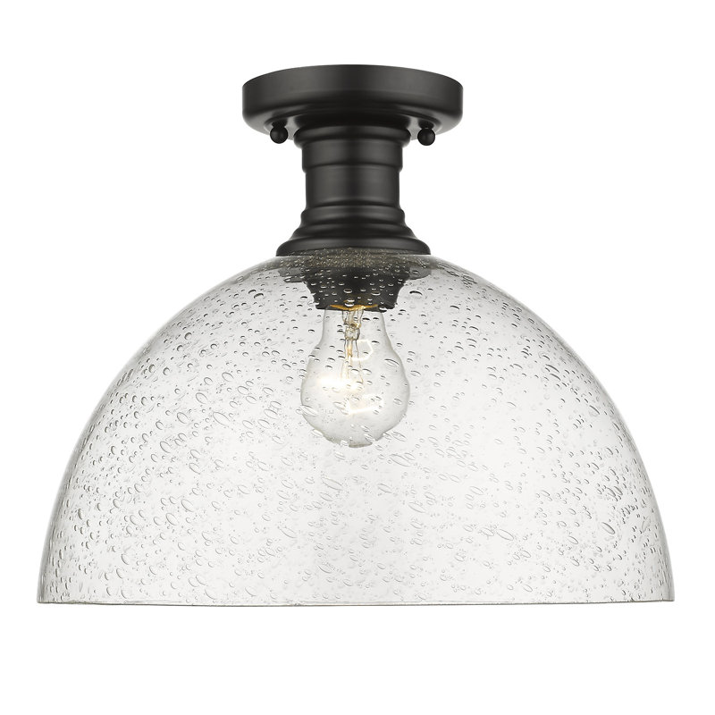 Bales Glass Semi Flush Mount, Matte Black