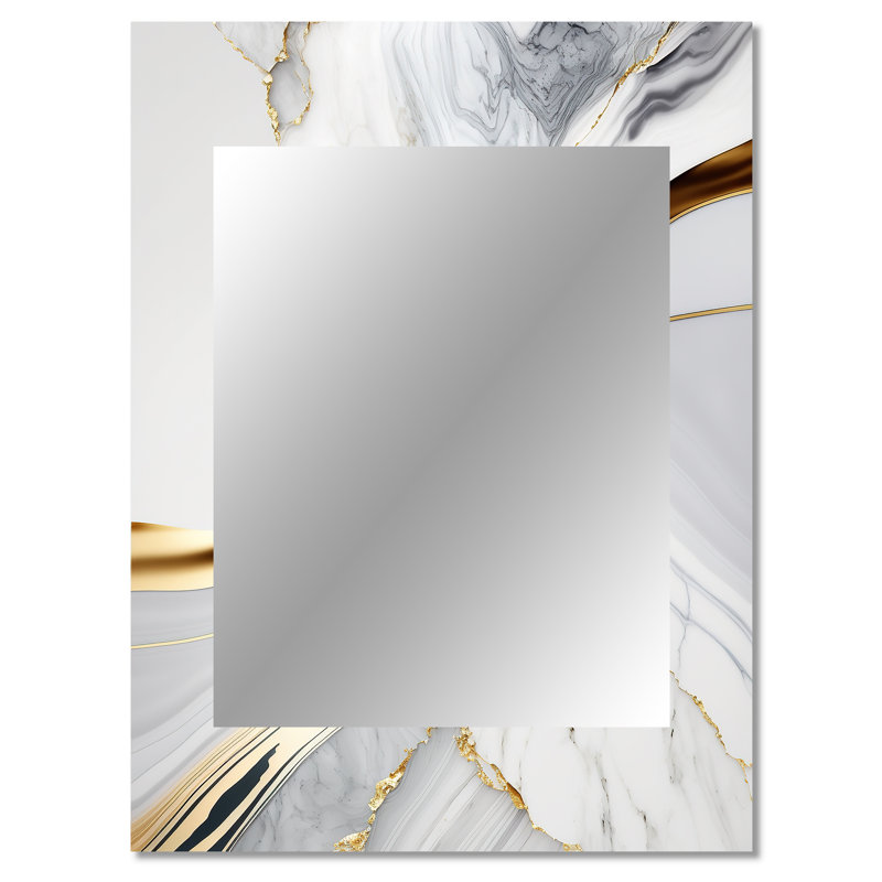 Abstrait Geode Waves Grey IV - miroir mural abstrait unique, 40 po x 30 po