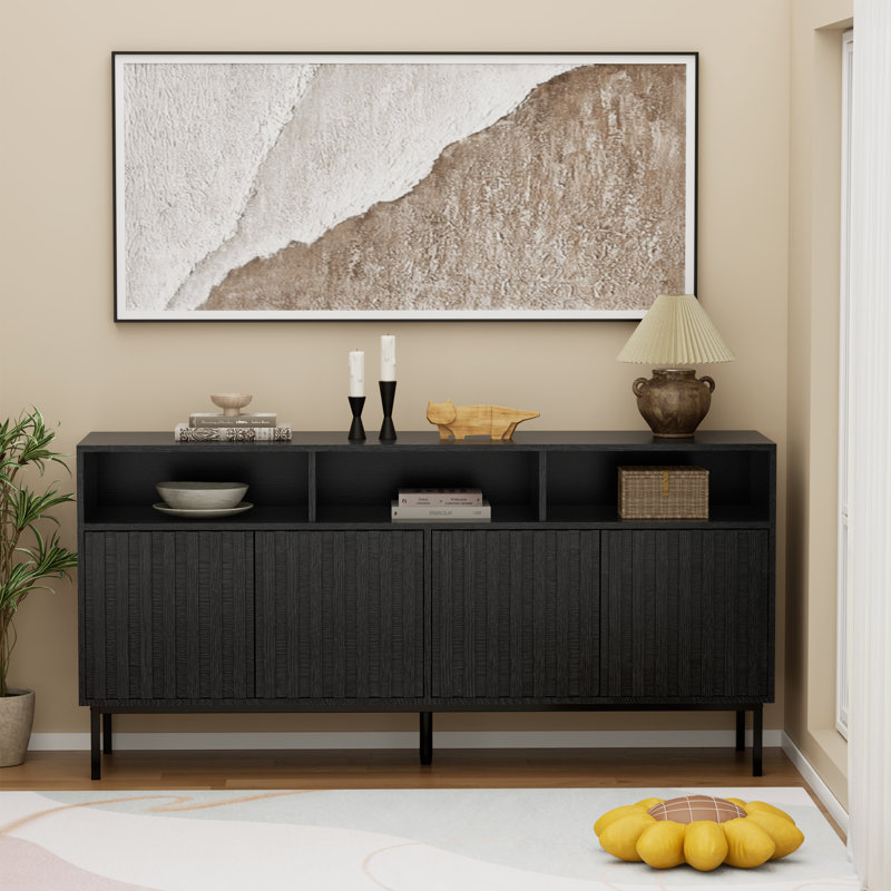 Buffet de 61,4 po de largeur, Noir, noir, noir, noir