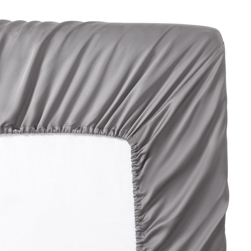 Sateen Sheet Set, King Sheet Set + Fitted Sheet + 2 Pillowcases, Silver