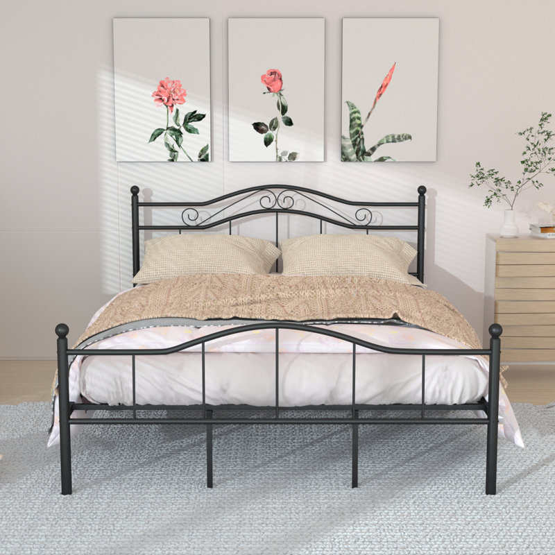 Mckenzie-John Metal Open-Frame Bed, Queen, Black