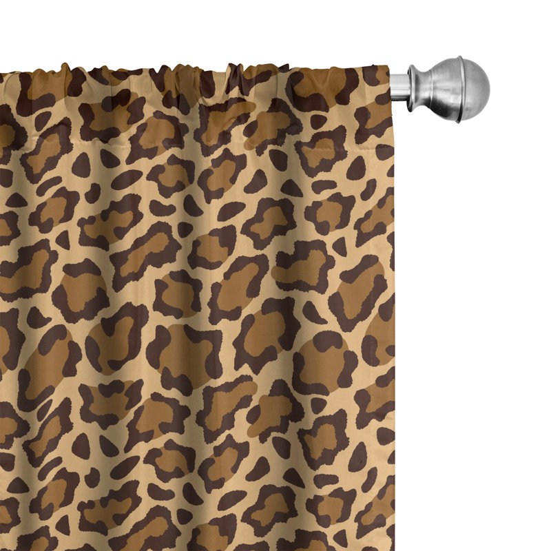 Leopard Print Semi-Sheer Rod Pocket Curtain Panels, 28" x 95"