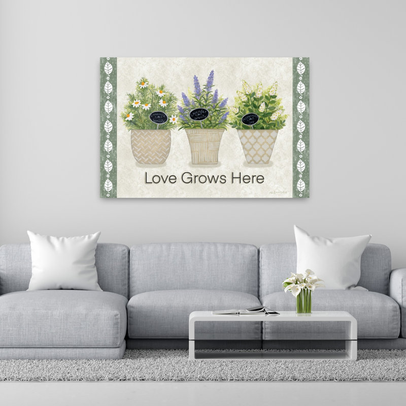Love Grows Here Modern Abstract Lavender Nature Art, 40" H x 60" W