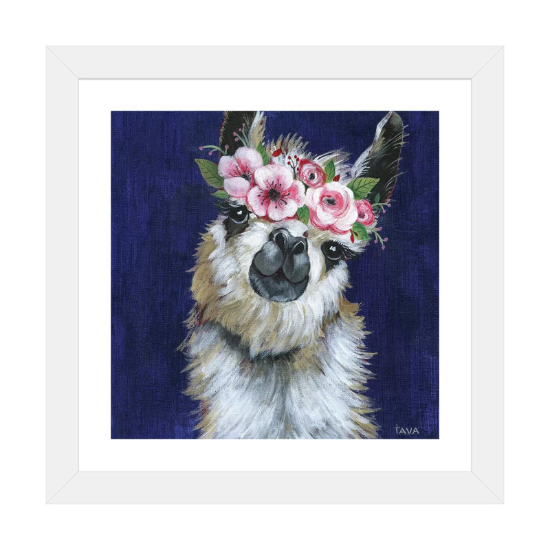 Lady Llama - reproduction d'art, Papier blanc, Blanc, H 16 po x l 16 po x P 1 po