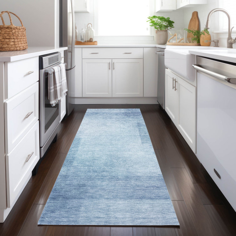Machine Washable Indoor/Outdoor Christain ACN1244 Blue Rug